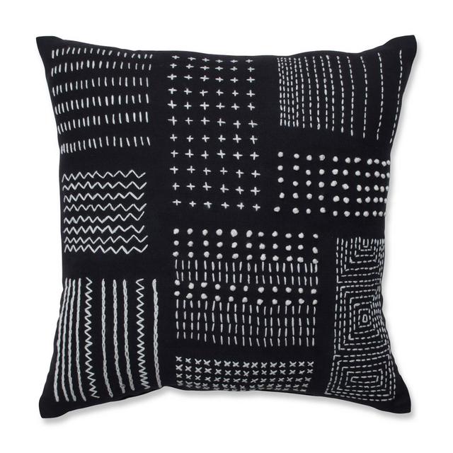 16.5"x16.5" Tribal Print Throw Pillow Black/White - Pillow Perfect