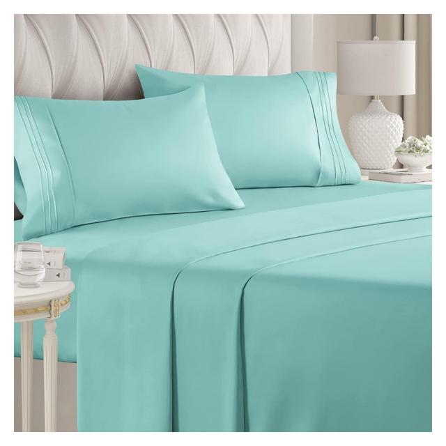 CGK Linens 4 Piece Microfiber Sheet Set in Spa Blue, Size King