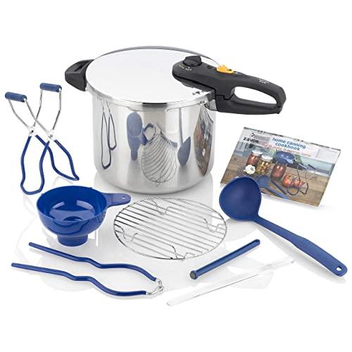 Zavor DUO 10-piece Pressure Canner Set, 10 Qt Pressure Cooker with Complete Canning Kit and 2 Recipe Books (ZCWDU06)