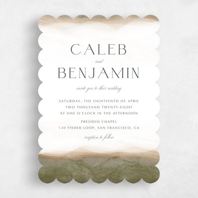Brown Scalloped Wedding Invitation - Dew Portrait