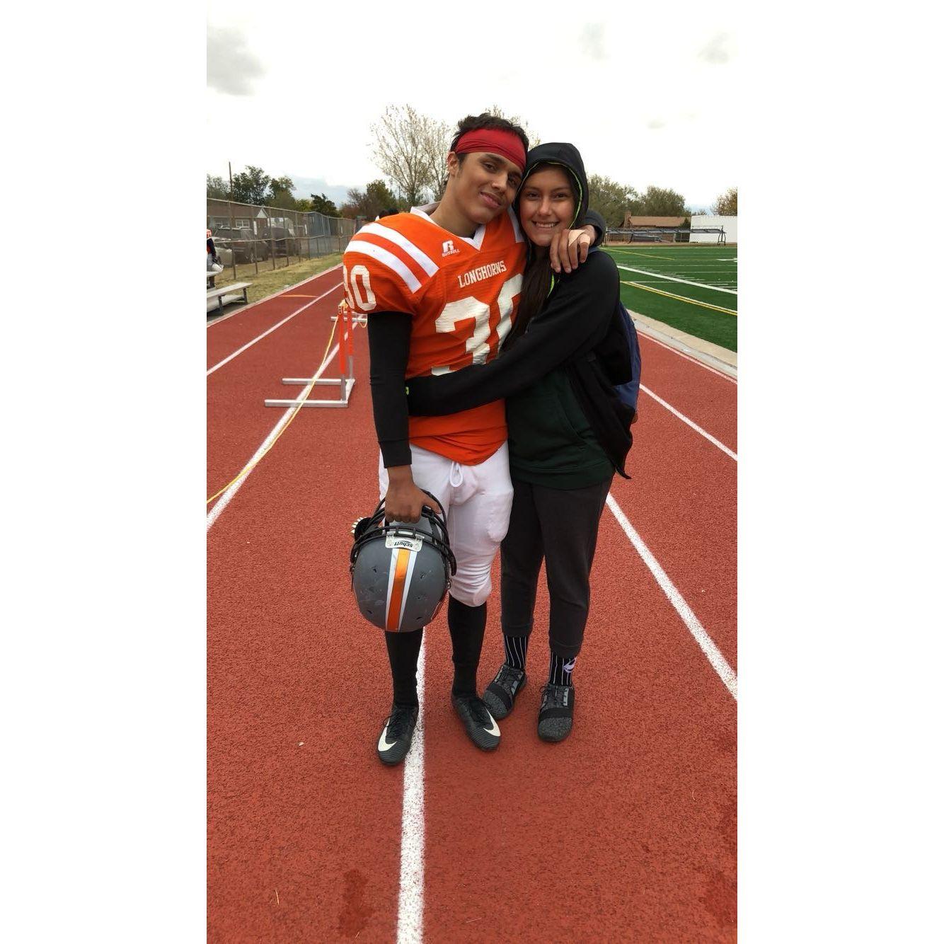 At Draven's football game Sophomore year.