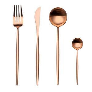 Apriling 4-Piece Stainless Steel Flatware Set 1 Including Fork Spoons Knife Tableware (Rose Golden)