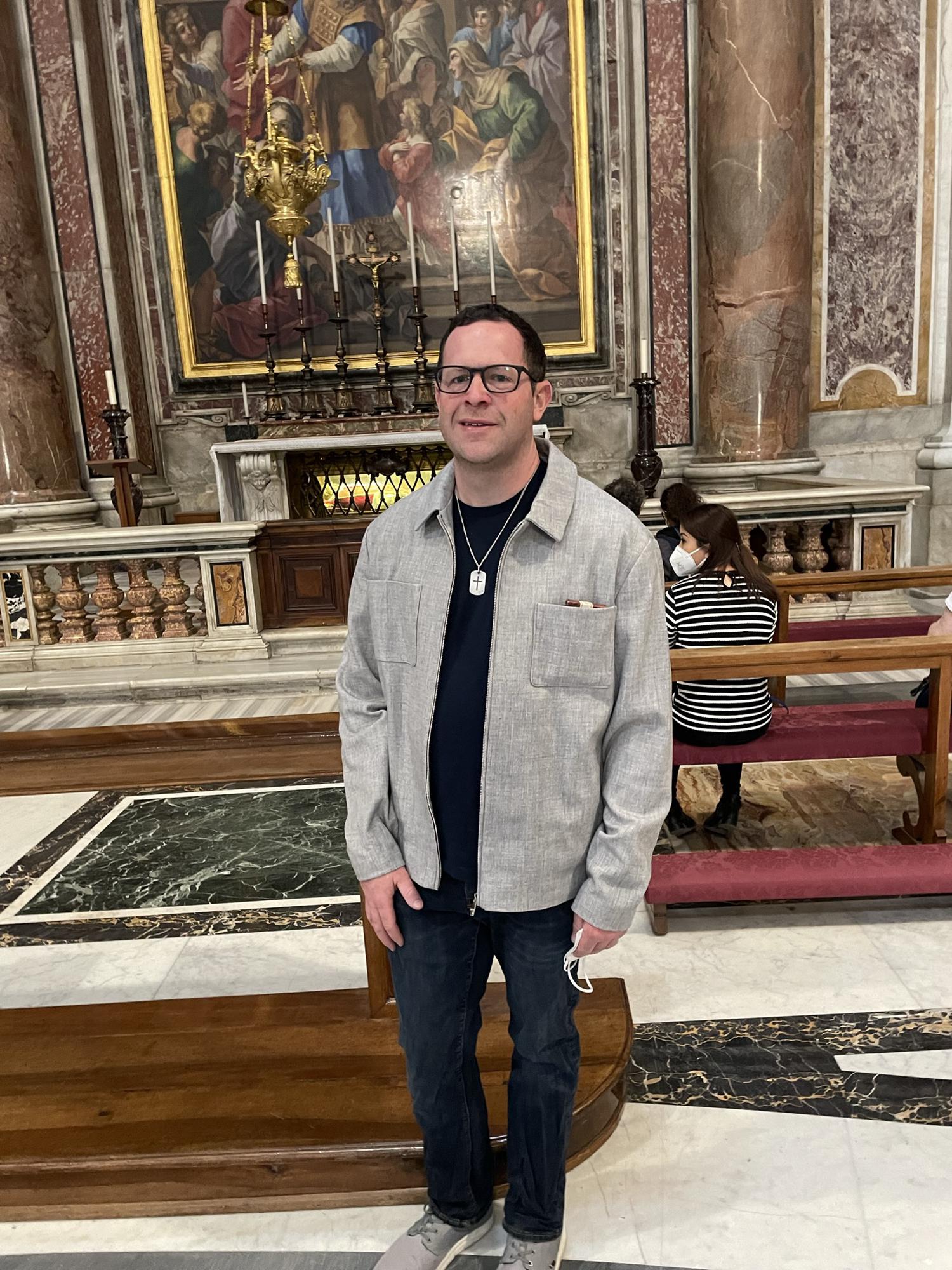 At St. Peter's Basilica in Vatican City, the most famous Rome church.