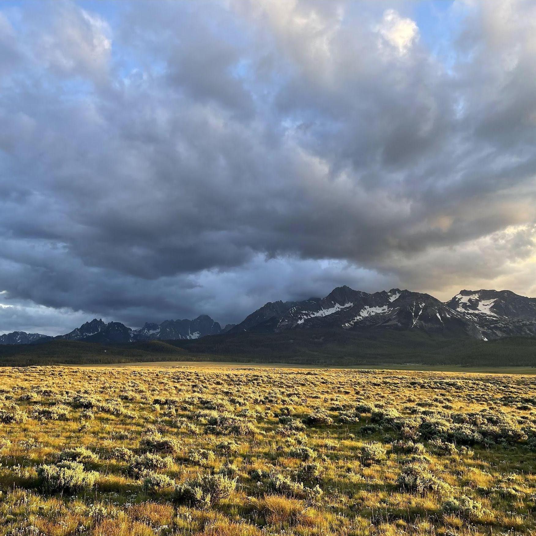 the great Sawtooths at sunset