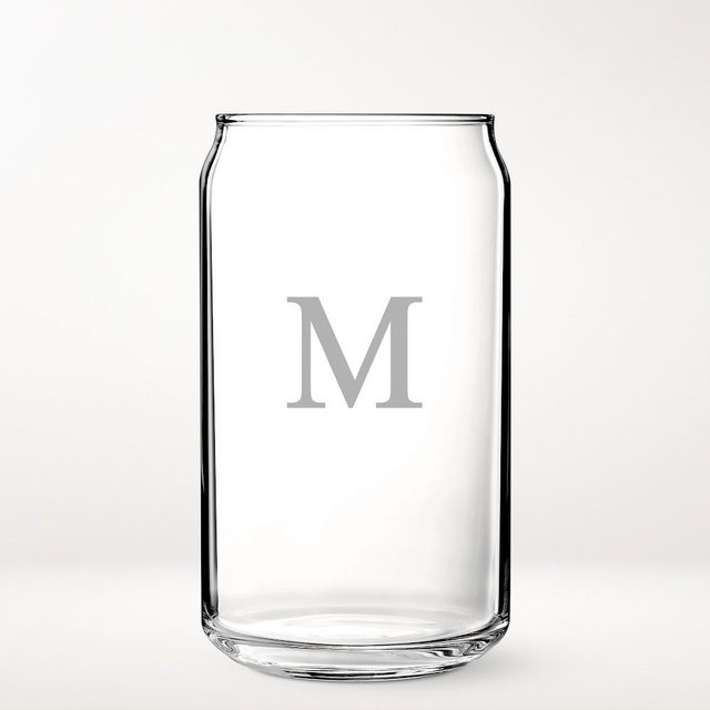 Monogrammed Beer Can Glass, Set of 4