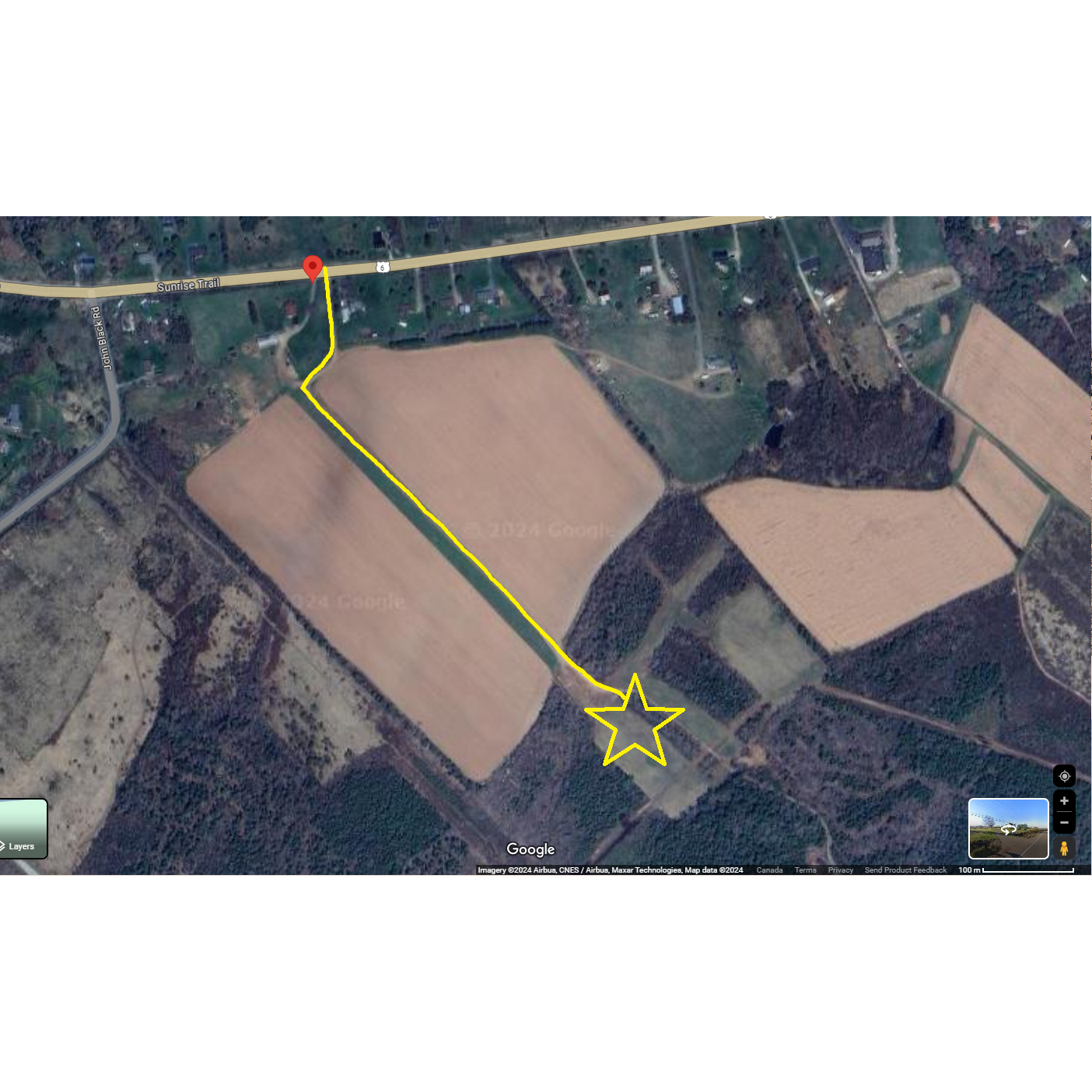 Starred area showing where ceremony will be