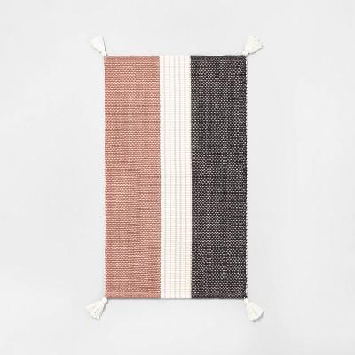 20" x 32" Stripe Bath Rug with Tassels - Hearth & Hand™ with Magnolia