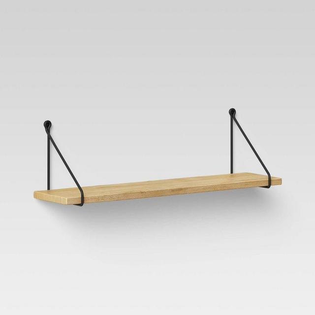Wood Wall Shelf with Hanging Wire Natural/Black - Threshold™