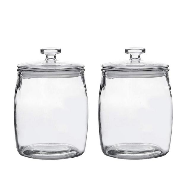 Ritayedet Glass Storage Jars, 1/2 Gallon Glass Candy Jars with Lids, Glass Canister with Lid for Flour, Cookies, Specially Designed Handle Easier to Pick Up, Set of 2
