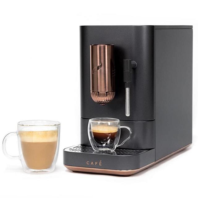 Café Affetto Automatic Espresso Machine + Milk Frother | Built-In & Adjustable Espresso Bean Grinder | One-Touch Brew in 90 Seconds | Matte Black, 1.2 Liter, (C7CEBBS3RD3)