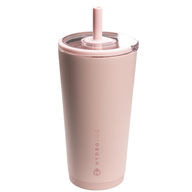HydroJug Everyday Tumbler 20 oz – Ceramic-Lined Insulated Tumbler with Straw and Soft-Touch Lid, Cup Holder Friendly, Double-Wall Vacuum Insulation, Reusable Travel Cup – Dusty Rose