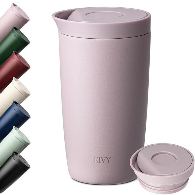 KIVY Travel Coffee Mug Tumbler [24h Cold | 6h Hot] Insulated Coffee Tumbler Stainless Steel - Leak Proof Coffee Travel Mug - 12oz Insulated cup to go for hot & cold drinks - Cups for Women & Men