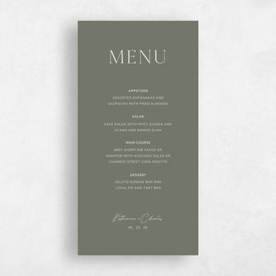 Green Fall Wedding Menu - Brockway