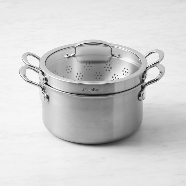 GreenPan™ Premiere Stainless-Steel Ceramic Nonstick Covered Multipot, 6-Qt.