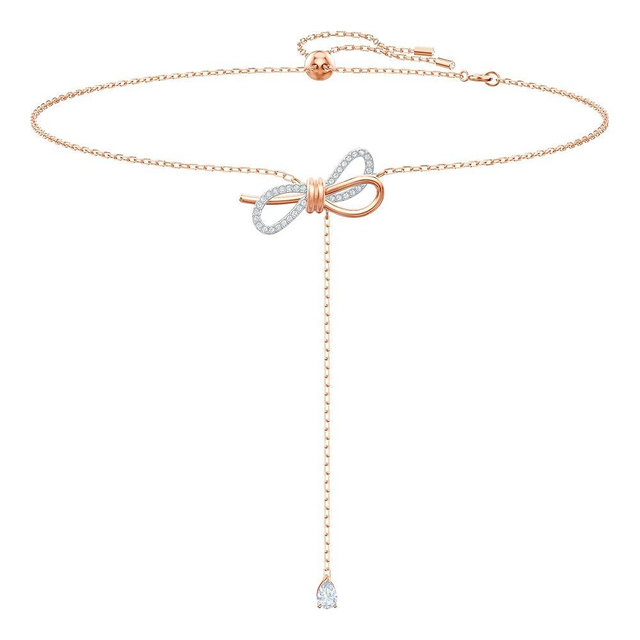 Swarovski Lifelong Bow Necklace and Bracelet Jewelry Collection, Clear Crystals, Rhodium Finish