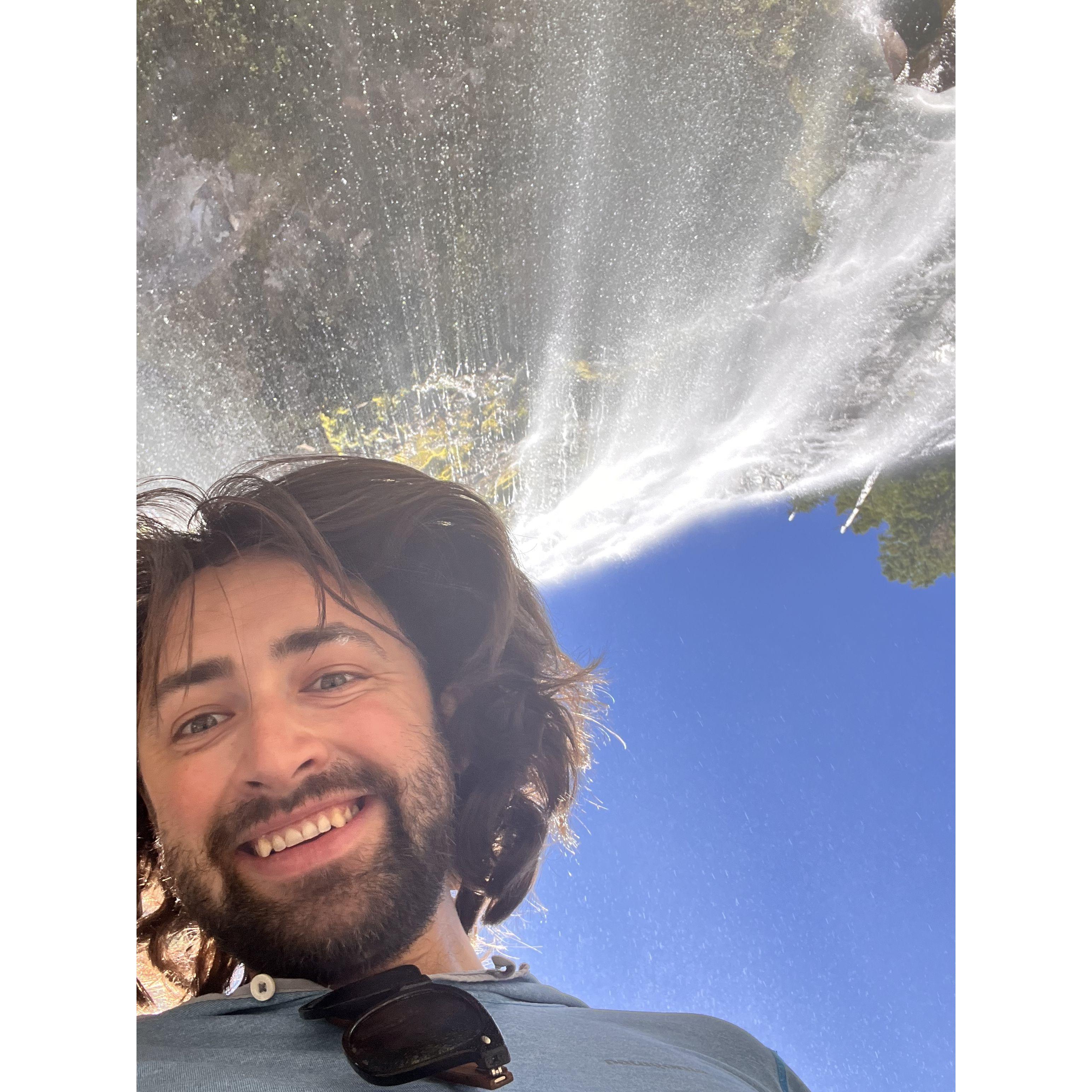 Waterfall dunk in Rainier National Park