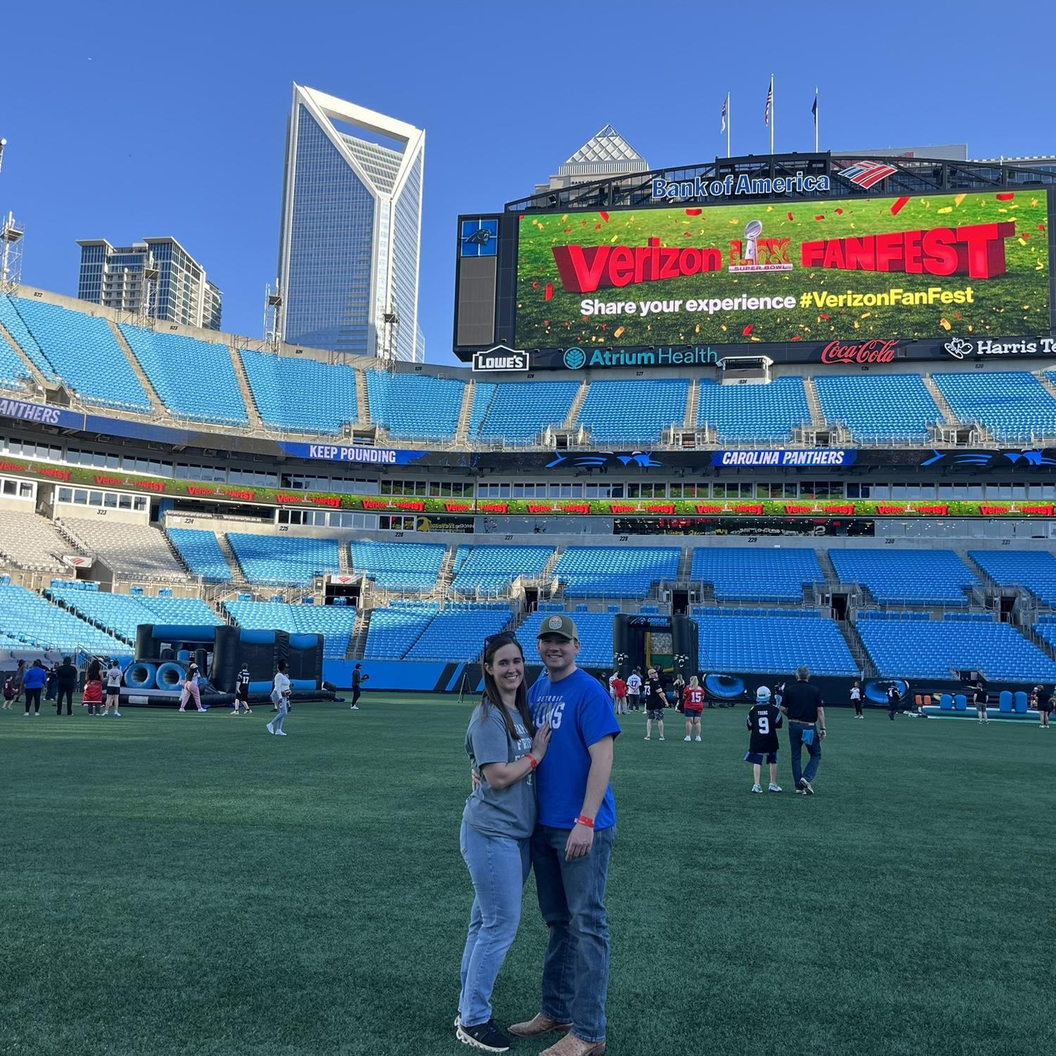 Watching the superbowl from the Panthers stadium!