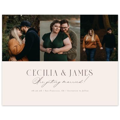 Linen, Beige Wedding Digital Save the Date - Shahira Photo