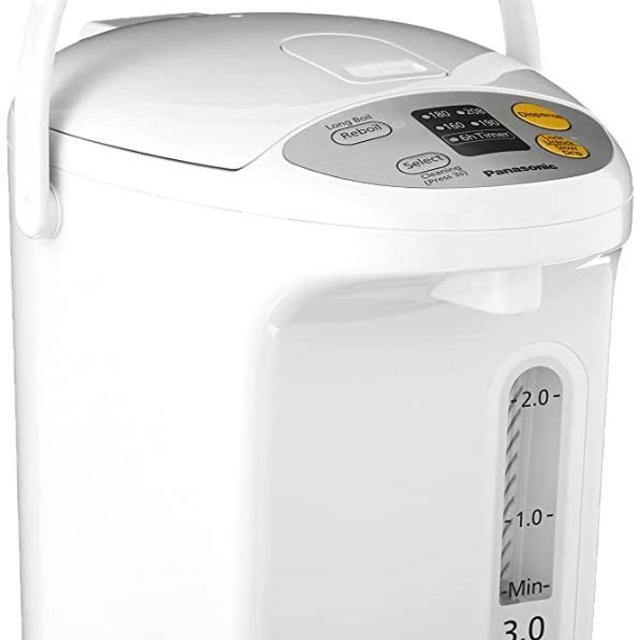 Panasonic RA41660 Electric Thermo Pot Water Boiler Dispenser NC-EG3000, Slow-Drip Mode for Coffee, Ideal for Tea, Hot Cocoa, Soups and Baby Food, Four TEM, 3.2 quarts, White