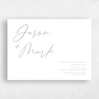 Oatmeal, Grey Wedding Invitation - Nahomi Landscape Letterpress