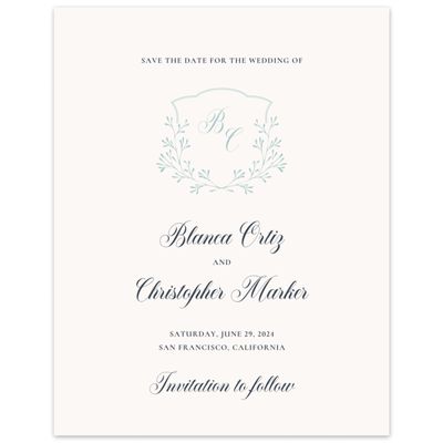 Teal, Blue Wedding Digital Save the Date - Estera Portrait
