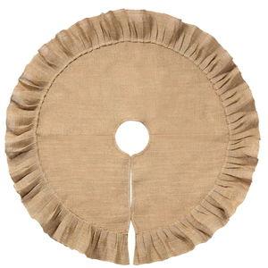 Tatuo 40 Inch Christmas Tree Skirt Decorations Fits 5~6 ft Christmas Tree Linen Burlap Trees Skirt for Xmas New Year Party Holiday Family Winter Home Indoor Outdoor Decor (Linen Color)