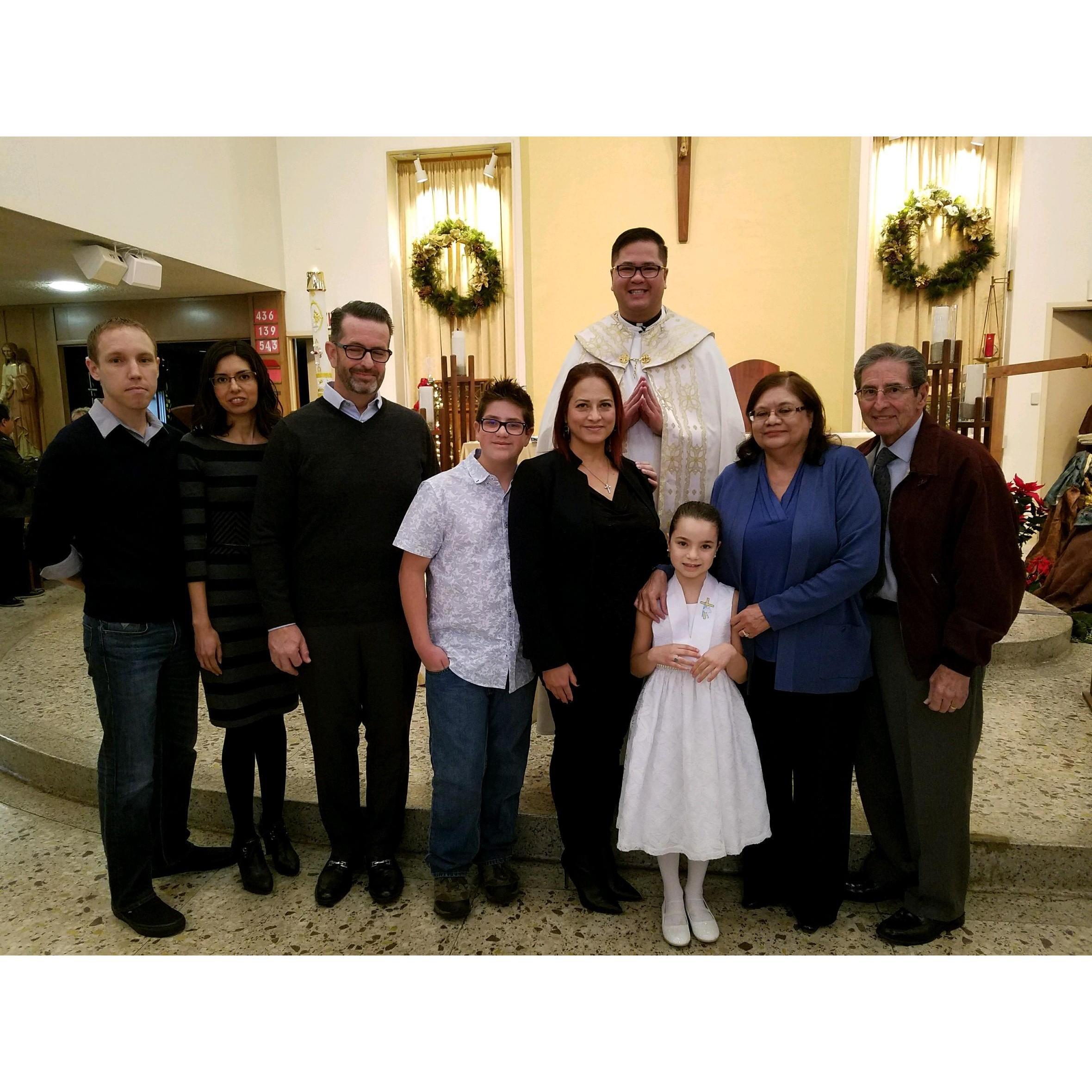 At Rose’s baptism on January 4, 2019 at the Holy Name of Jesus Catholic Church.