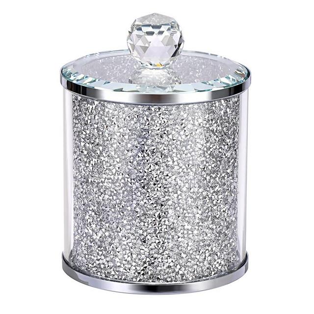 JUXYES Sparkle Glass Crushed Diamonds Canister for Sugar Coffee Tea, Luxurious Diamond Style Storage Containers Sets with Lids Decorative Storage Jar for Kitchen Counter Dining Room