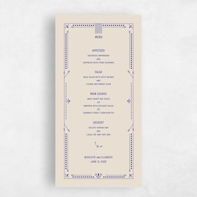 Blue Wedding Menu - Augusta