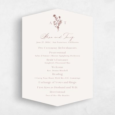 Brown Diamond Wedding Program - Hazel