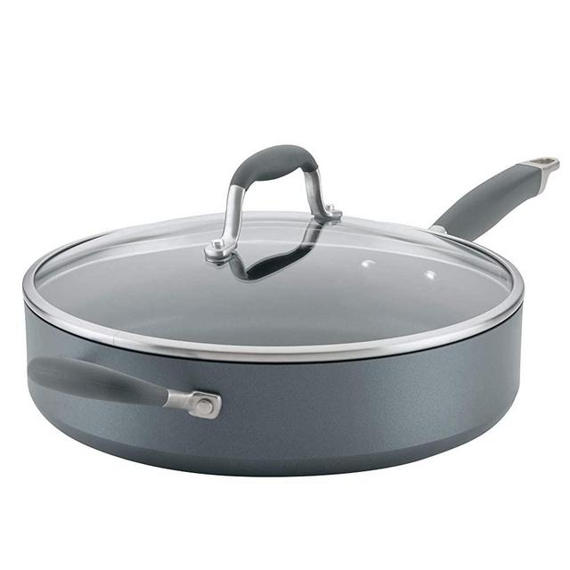 Anolon Advanced Home Hard-Anodized Nonstick Sauté Pan with Helper Handle, 5-Quart, Moonstone