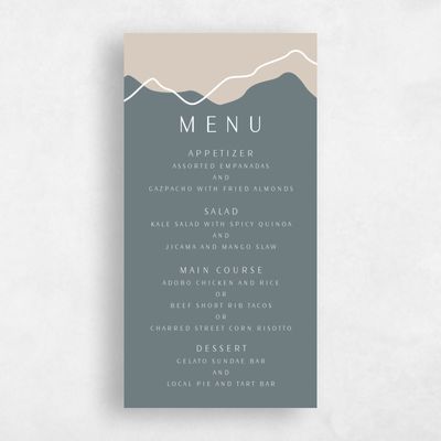 Steel Gray, Grey Wedding Menu - Cedarcrest