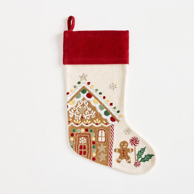 Crewel Stocking - Gingerbread House
