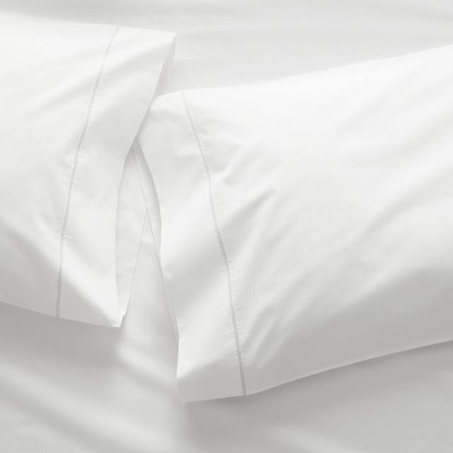 Organic 400 Thread Count Percale White Pillow Cases King, Set of 2