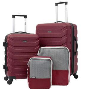 Wrangler 4 Piece Miami Luggage and Packing Cubes Set, Red