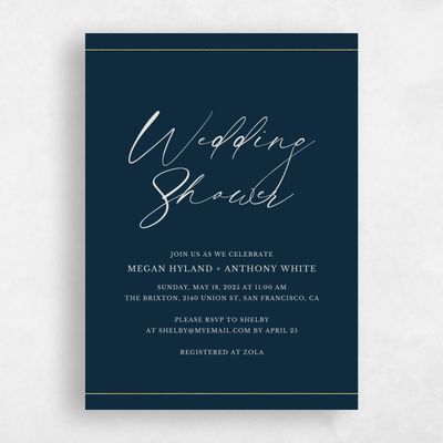 Deepest Teal, Blue Wedding Wedding Shower Invitation - Sheffield Portrait