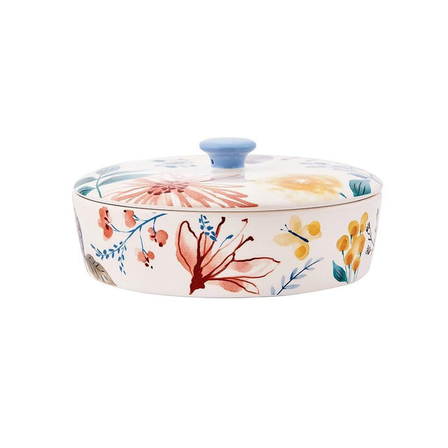 Bico Blossom Symphony Ceramic 8.8 inch Tortilla Warmer, Tortilla Server with Lid, Taco Holder for Mexican Fiesta Party, Taco Tuesday, Microwave and Dishwasher Safe