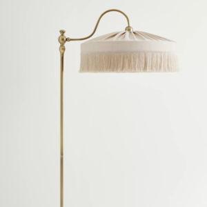 Sinclair Tassel-Fringed Linen Floor Lamp - Cream, One Size