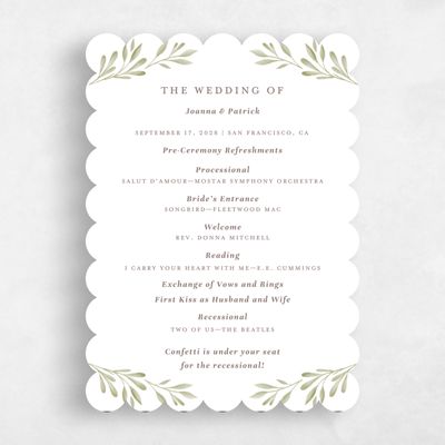White Scalloped Wedding Program - Oriana