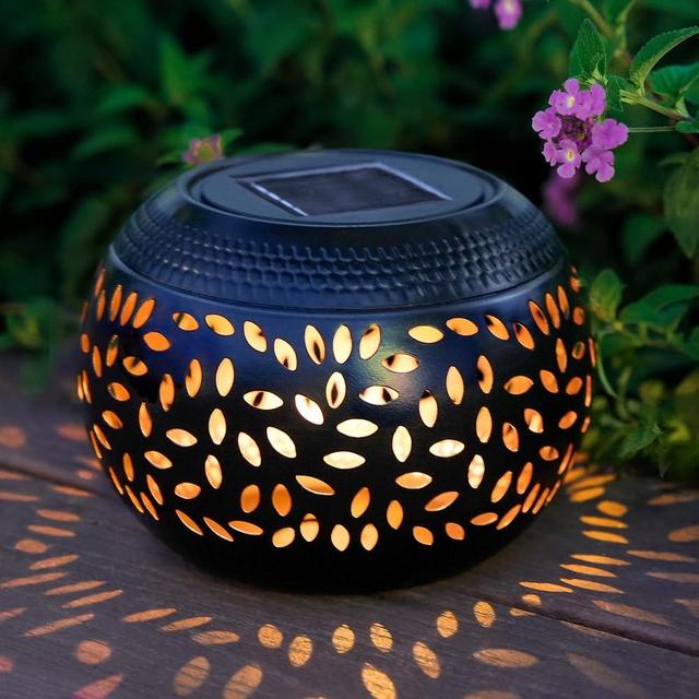 JMEXSUSS Solar Lanterns Outdoor Waterproof, Outdoor Lanterns for Porch, Solar Table Lamps for Outside Patio, Garden, Camping, Desk, Yard(Black)