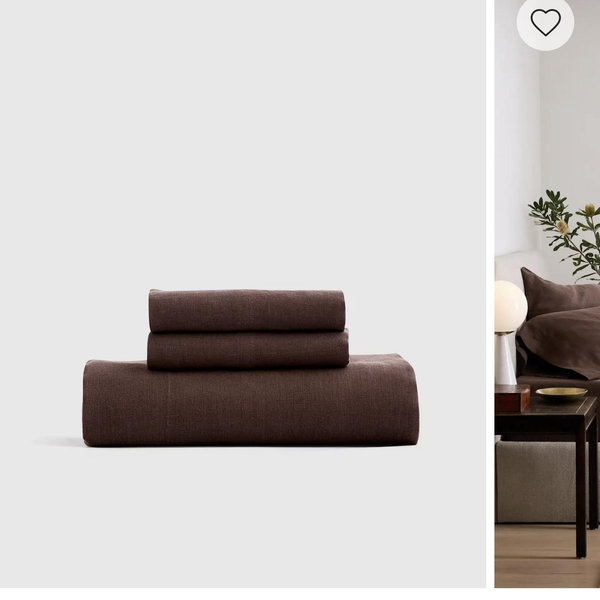 Quince European Linen Fitted Sheet Set - King color: espresso