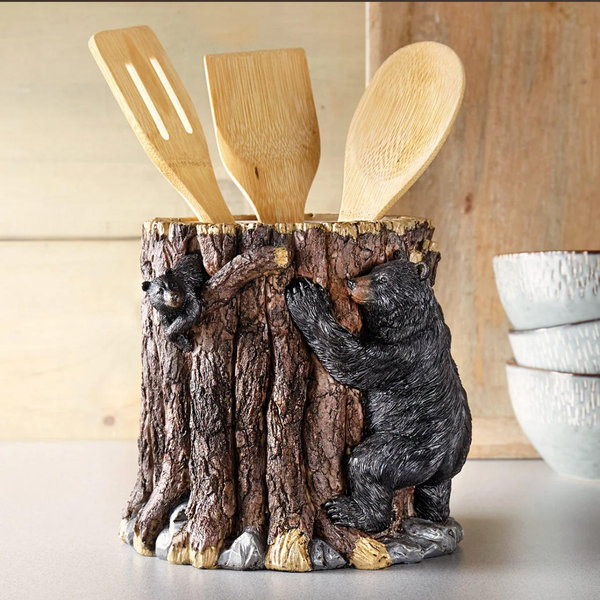 Bear Tree Trunk Utensil Holder