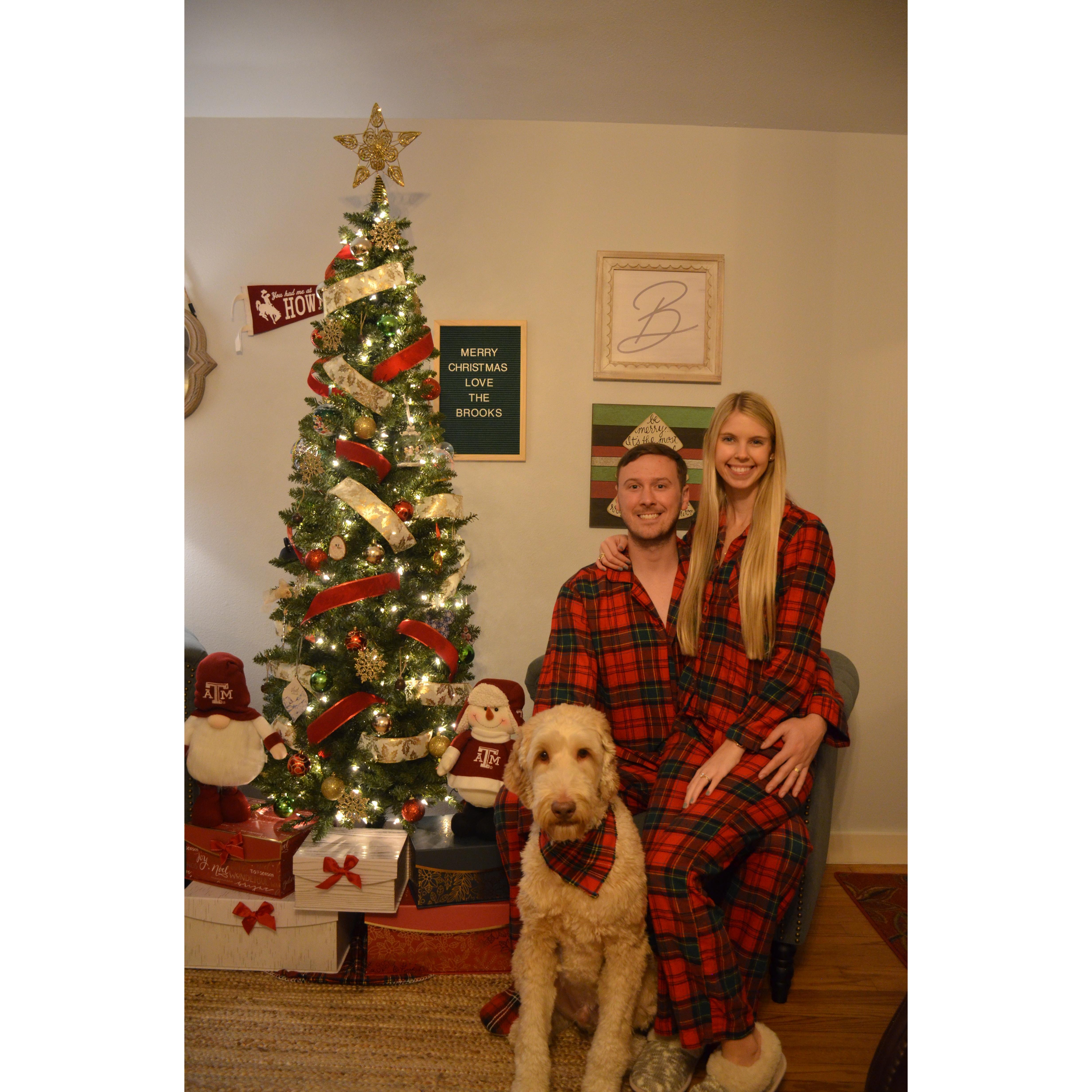 Our first Christmas card photo as a married couple - 2020