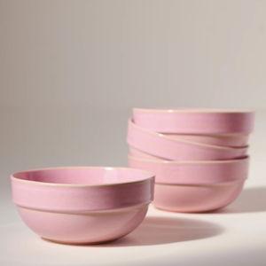 The Rowen Portuguese Stoneware Cereal Bowls, Set of 4 Pink