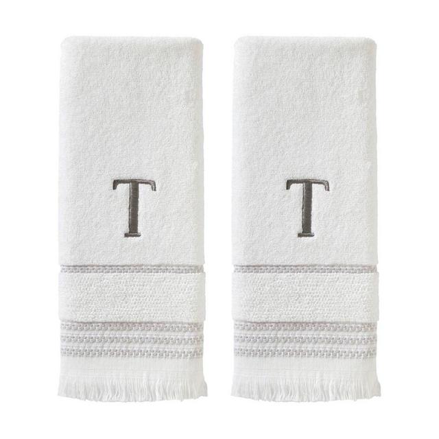 SKL Home By Saturday Knight Ltd Casual Monogram Hand Towel Set T - 2-Count - 16X26", White