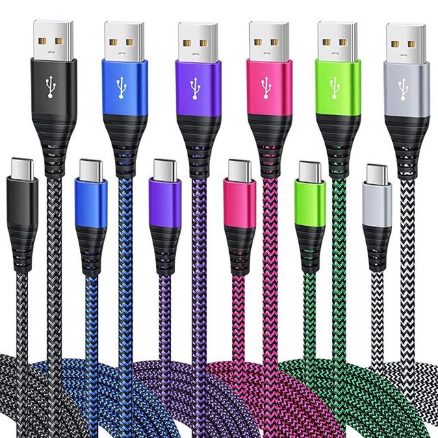 USB Type C Charger Cable, Besgoods 6-Pack 10ft USB C Cable Fast Charging Braided Type C Charger Cord Compatible Samsung Galaxy Note 8 9 S8 S9 S10, LG, Pixel, Nexus - Black White Blue Green Purple Rose