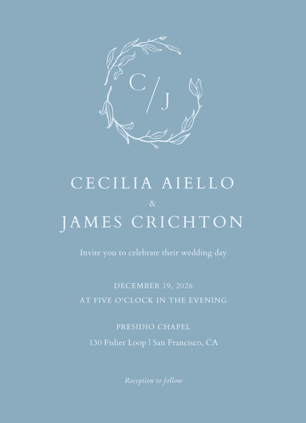 Everhart Portrait | Dusty Blue | Zola Wedding Invitations
