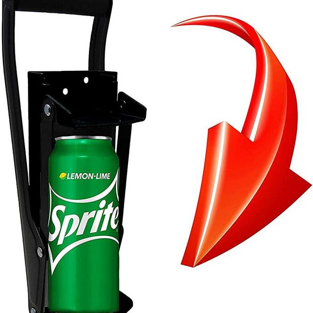 Can Crusher 12oz/16oz Crushes Soda Cans, Beer Cans - Heavy Duty Large Metal Wall Mounted Soda Beer Smasher - Eco-Friendly Recycling Tool - Delta Prime Savings Club (Black)