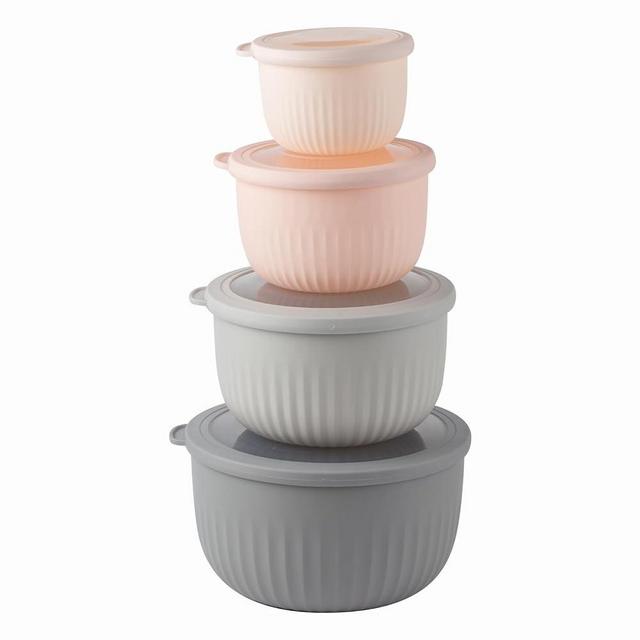 COOK WITH COLOR Prep Bowls with Lids- Deep Mixing Bowls Nesting Plastic Small Mixing Bowl Set with Lids (Pink)