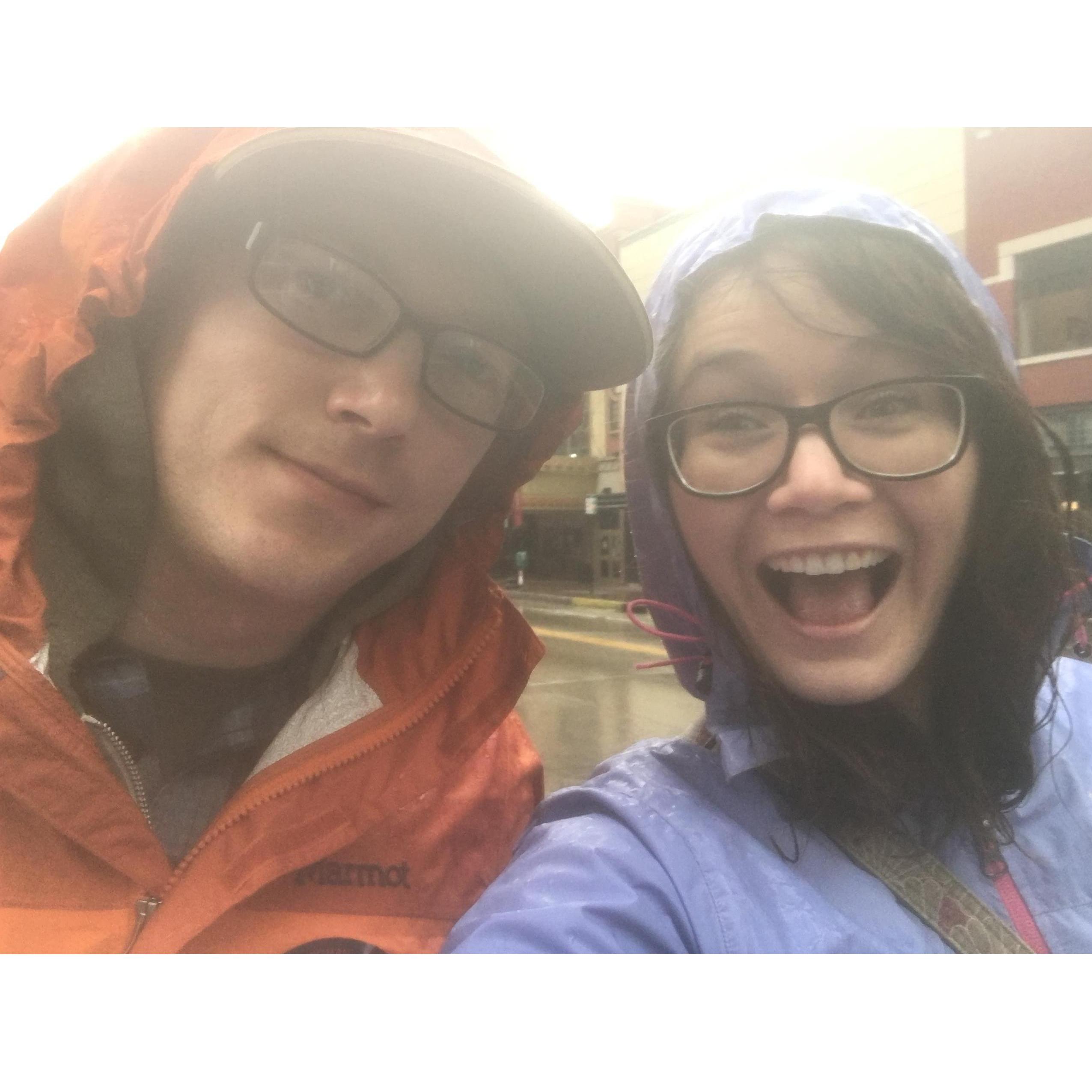 In the pouring down rain at the Women's March in Knoxville. January, 2017.